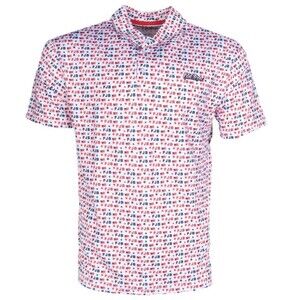 Old Row FJB American Flag & Stars Print Polo Shirt Sz L